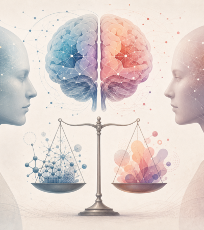 Illustration nuancée sur cerveau homme-femme et idées reçues