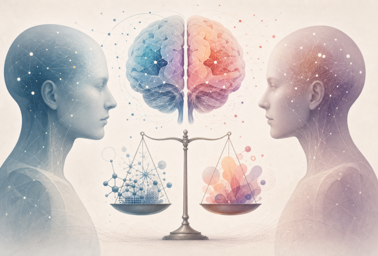 Illustration nuancée sur cerveau homme-femme et idées reçues